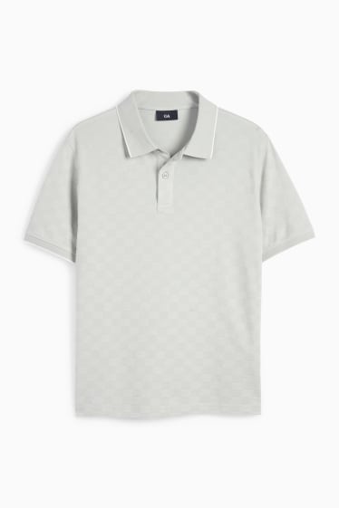 Herren - Poloshirt - kariert - hellgrau