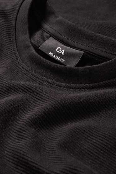 Men - T-shirt - relaxed fit - ribbed - black