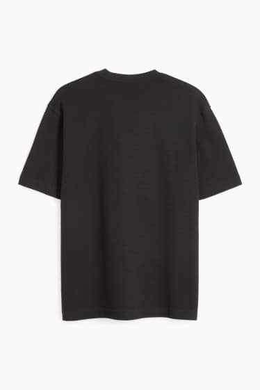 Men - T-shirt - relaxed fit - ribbed - black