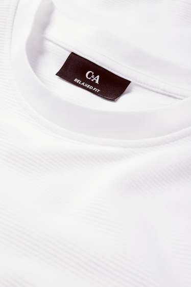 Herren - T-Shirt - Relaxed Fit - gerippt - weiss