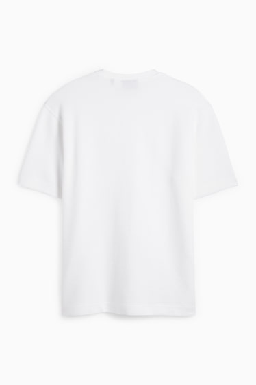 Herren - T-Shirt - Relaxed Fit - gerippt - weiss