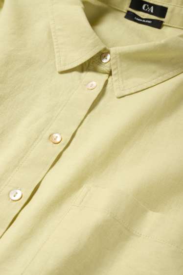 Damen - Bluse - Leinen-Mix - hellgelb