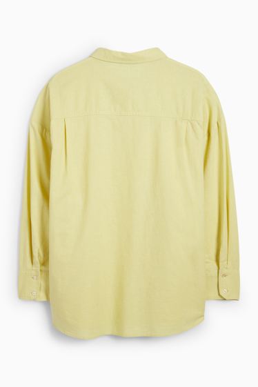 Damen - Bluse - Leinen-Mix - hellgelb
