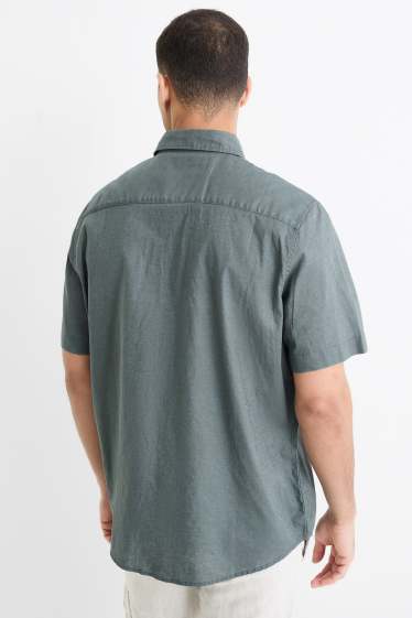 Heren - Overhemd - regular fit - kent - linnenmix - groen
