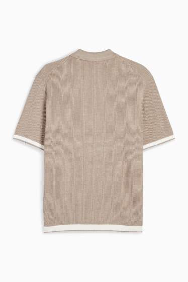 Herren - Strick-Hemd - Regular Fit - Kent - gerippt - beige