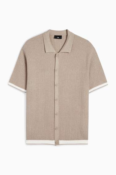 Herren - Strick-Hemd - Regular Fit - Kent - gerippt - beige