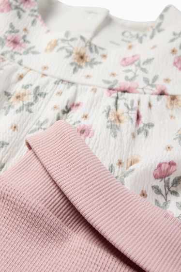 Baby Mädchen - Blümchen - Baby-Outfit - 3 teilig - strukturiert - rosa