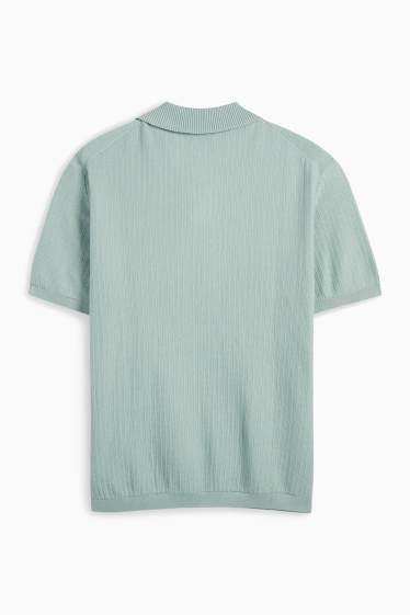 Herren - Strick-Poloshirt - strukturiert - türkis