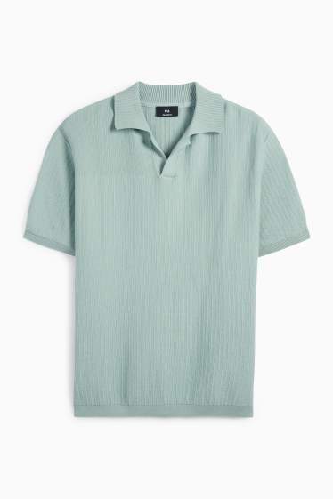 Herren - Strick-Poloshirt - strukturiert - türkis