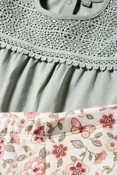 Baby Mädchen - Blümchen - Baby-Outfit - 3 teilig - mintgrün