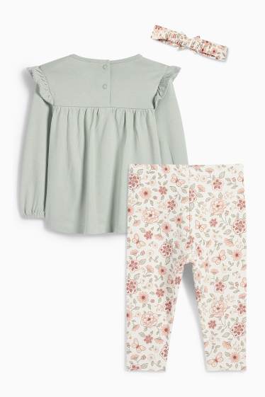 Baby Mädchen - Blümchen - Baby-Outfit - 3 teilig - mintgrün