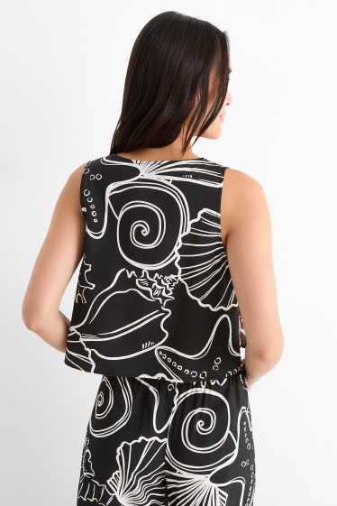 Femmes - Haut de plage court - à motif - noir