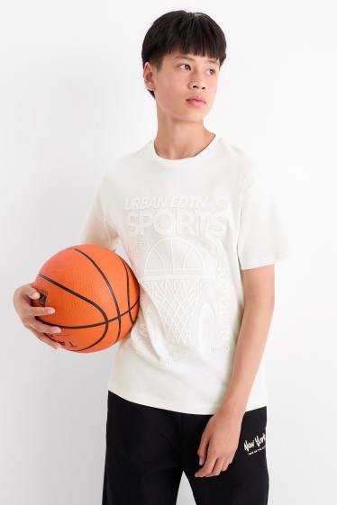 Kinder Jungen - Basketball - Kurzarmshirt - cremeweiss