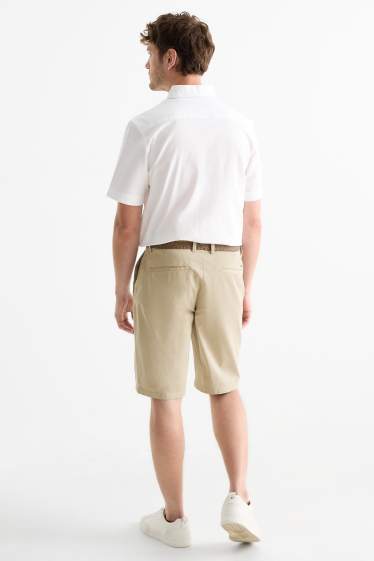 Men - Shorts with belt - beige