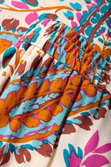 Femmes - Pantalon de toile - mid waist - wide leg - à motif - coloré