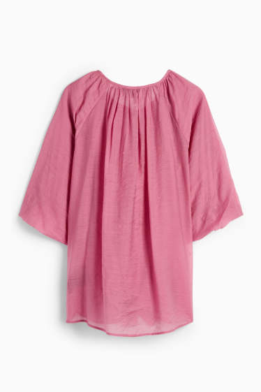 Dames - Blouse met V-hals - donker rose