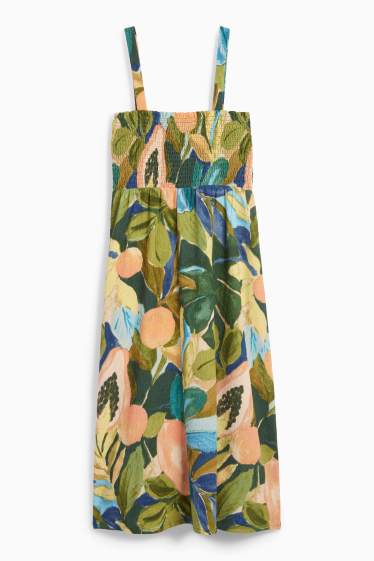 Dames - Fit & flare-jurk - met patroon - met structuur - gesmokt - gekleurd