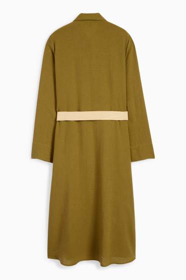 Damen - Blusenkleid mit Gürtel - khaki