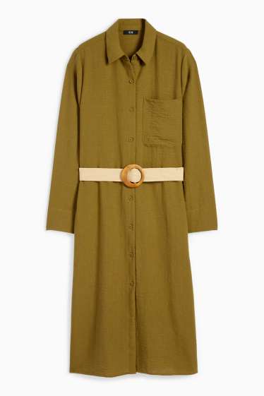 Damen - Blusenkleid mit Gürtel - khaki