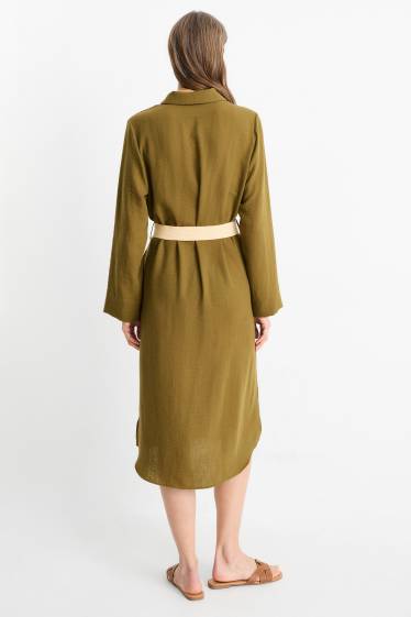 Damen - Blusenkleid mit Gürtel - khaki