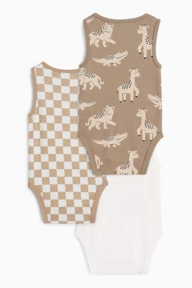 Baby Jungen - Multipack 3er - Wildtiere - Baby-Body - beige