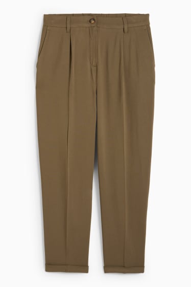 Damen - Stoffhose - Mid Waist - Tapered Fit - braun