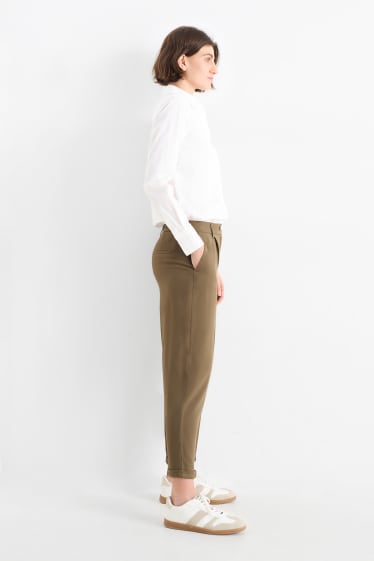 Damen - Stoffhose - Mid Waist - Tapered Fit - braun