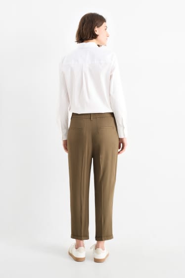 Damen - Stoffhose - Mid Waist - Tapered Fit - braun