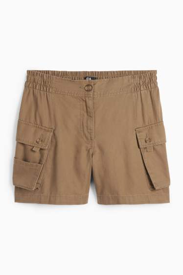 Damen - Cargoshorts - High Waist - braun