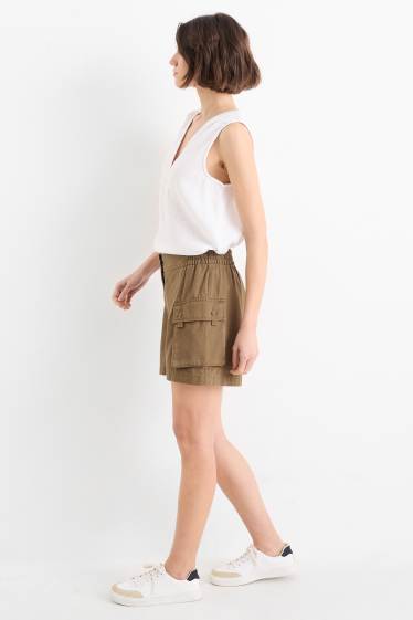 Damen - Cargoshorts - High Waist - braun