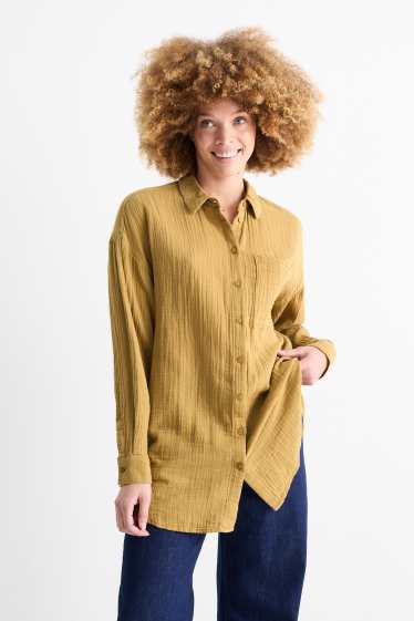 Femmes - Chemisier en mousseline - jaune moutarde