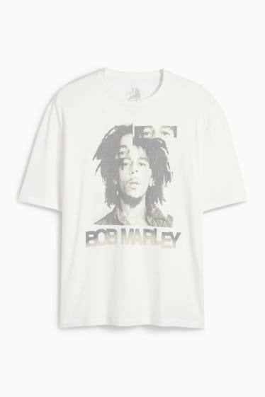 Herren - T-Shirt - Relaxed Fit - Bob Marley - weiss