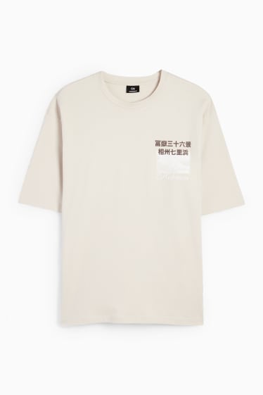 Herren - T-Shirt - Oversized - Hokusai - hellbeige