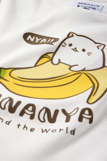 Kinder Mädchen - Bananya - Kurzarmshirt - gerippt - weiss