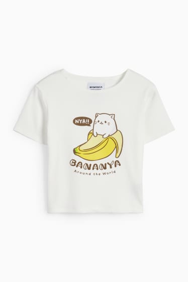 Kinder Mädchen - Bananya - Kurzarmshirt - gerippt - weiss