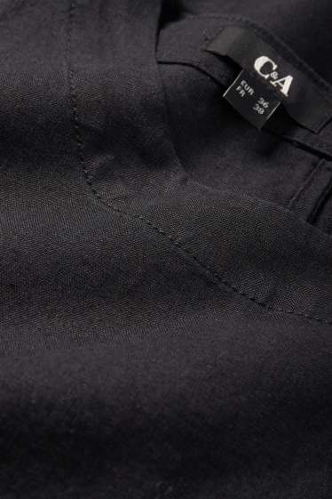 Damen - Blusentop - Leinen-Mix - schwarz
