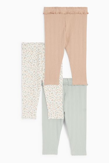 Baby: meisjes - Set van 3 - bloemetje - babylegging - geribd - mintgroen