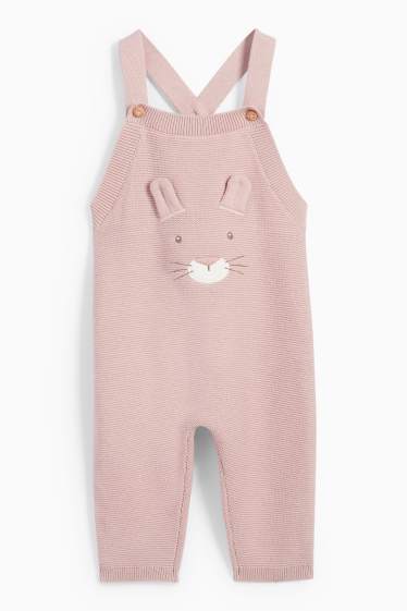 Baby Mädchen - Blümchen und Häschen - Baby-Outfit - 2 teilig - rosa