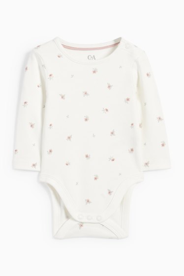 Baby Mädchen - Blümchen und Häschen - Baby-Outfit - 2 teilig - rosa