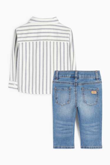 Baby Jungen - Baby-Outfit - 2 teilig - blau / weiss