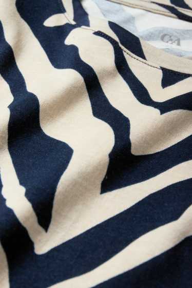 Women - Basic T-shirt - regular fit - patterned - blue / beige