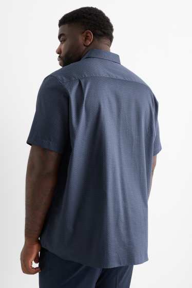 Heren - Overhemd - regular fit - cutaway - gemakkelijk te strijken - met patroon - donkerblauw