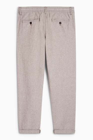 Men - Chinos with linen content - tapered fit - brown-melange