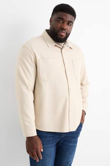 Hommes - Chemise - relaxed fit - col kent - beige