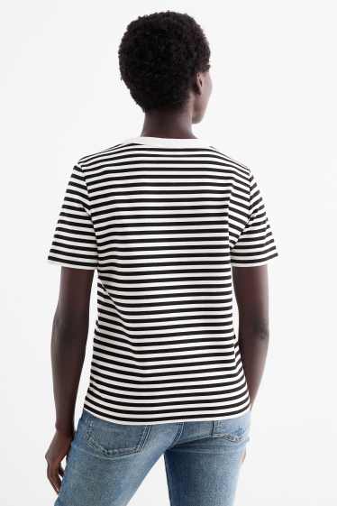 Dames - Basic T-shirt - regular fit - gestreept - zwart / wit
