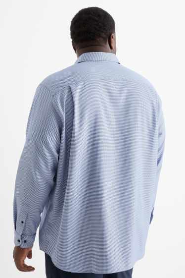 Herren - Hemd - Regular Fit - Cutaway - bügelfrei - Minimal-Print - blau