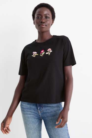 Kobiety - T-shirt - regular fit - czarny