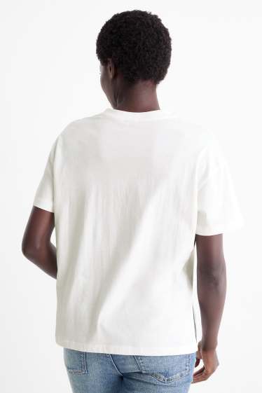 Dames - T-shirt - oversized - glanseffect - wit