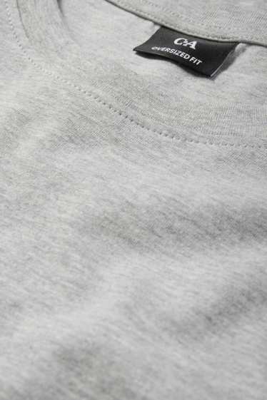 Heren - T-shirt - oversized - licht grijs-mix