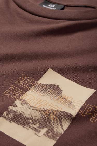 Heren - T-shirt - oversized - donkerbruin